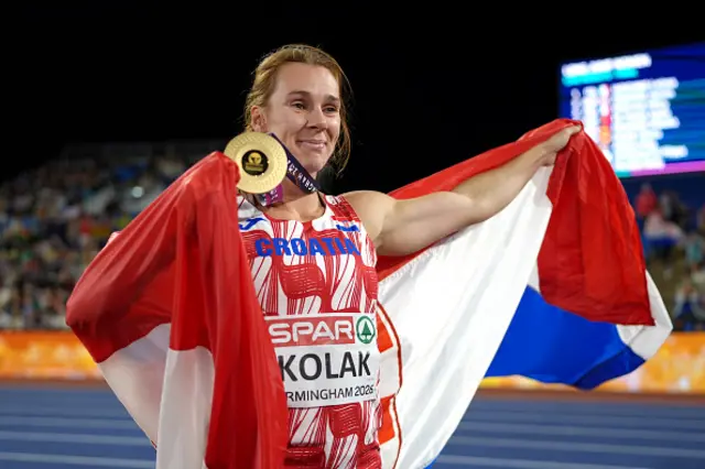 Gold medalist, Sara Kolak of Team Croatia