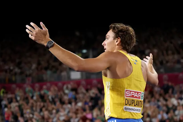 Armand Duplantis of Team Sweden gestures