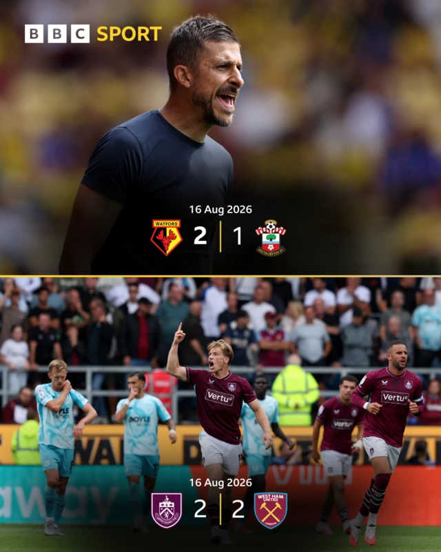 A graphic of the results in the Championship with photos of Alessio Dionisi and Zian Flemming