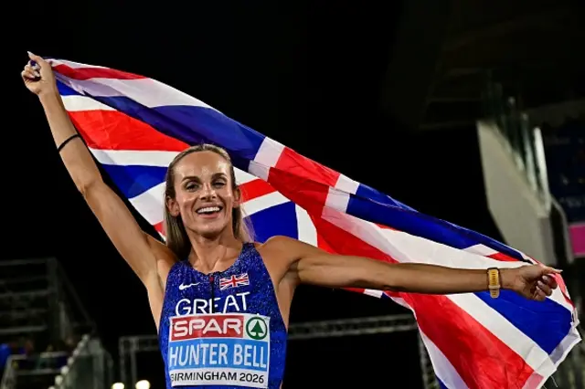 Gold medallist Britain's Georgia Hunter Bell celebrates
