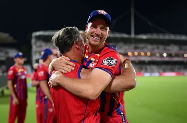 Manchester Super Giants captain Jos Buttler celebrates