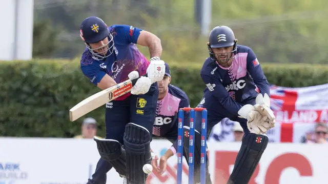 David Bedingham tries to work the ball into the leg side