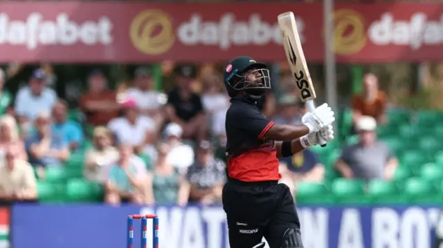 Rehan Ahmed departs off the bowling of Olly Stone