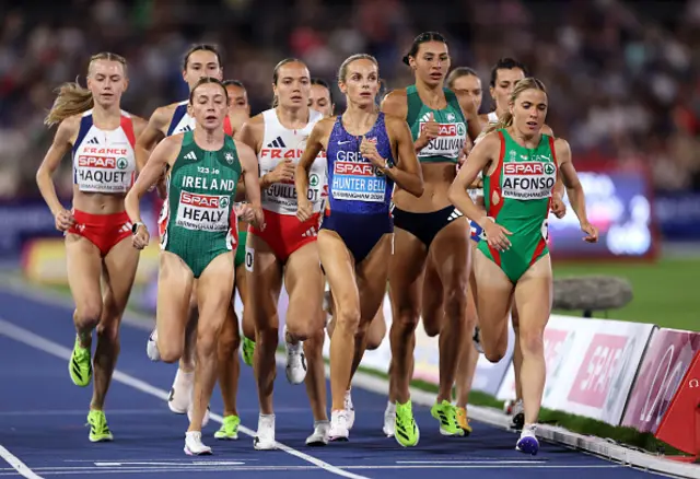 Sarah Healy of Team Ireland, Georgia Hunter Bell of Team Great Britain and Salome Afonso of Team Portugal compete
