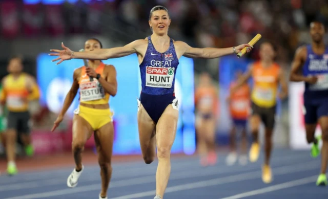 Great Britain's Amy Hunt crosses the finish line