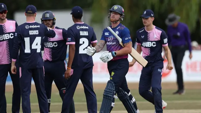 Ben Stokes looks dejected as he walks off