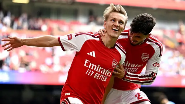 Odegaard celebrating