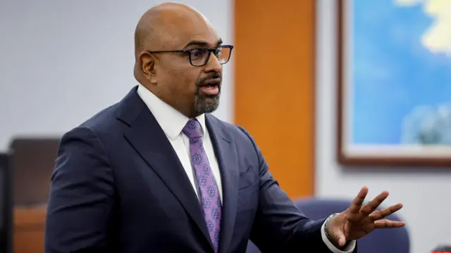 Prosecutor Binu Palal delivering his remarks inside the Las Vegas courtroom.