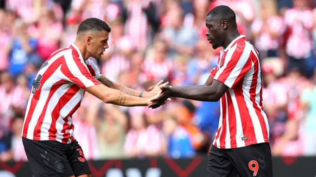 Sunderland skipper Granit Xhaka, left, and fellow summer signing Brian Brobbey