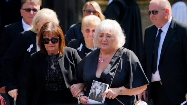 Mourners at Bonnie Tyler's funeral