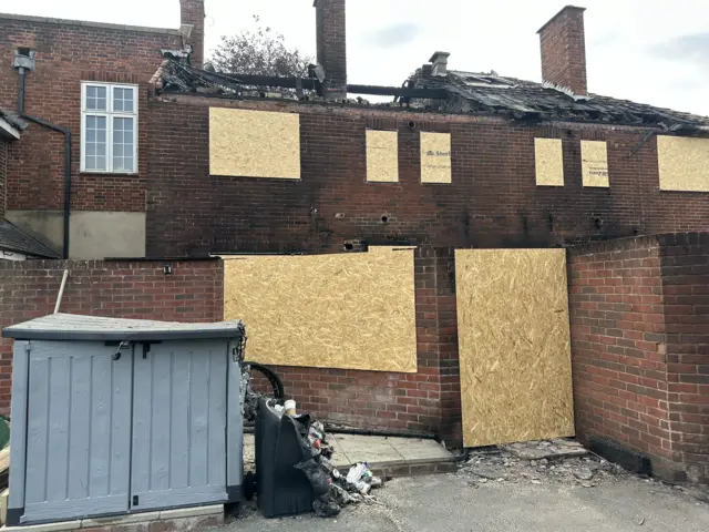 Home boarded up in Pershore, Worcestershire