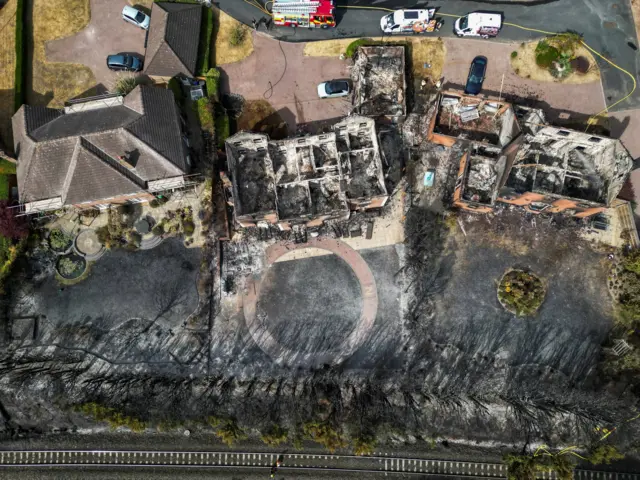 Aerial view of homes affected in Stourbridge