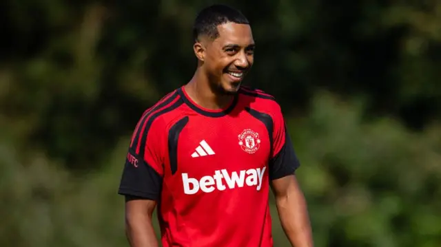 Youri Tielemans of Manchester United in action during a first team training session