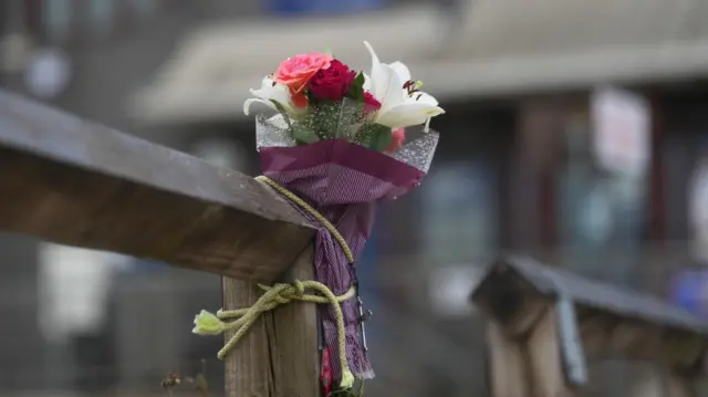 A floral tribute outside the Shoreham RNLI.