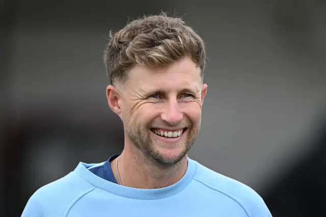 Joe Root smiling in England training