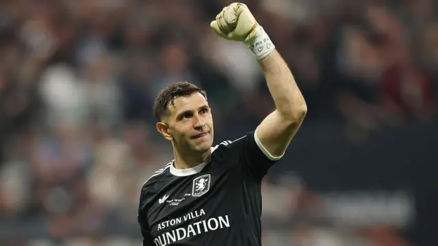 Emiliano Martinez of Aston Villa celebrates