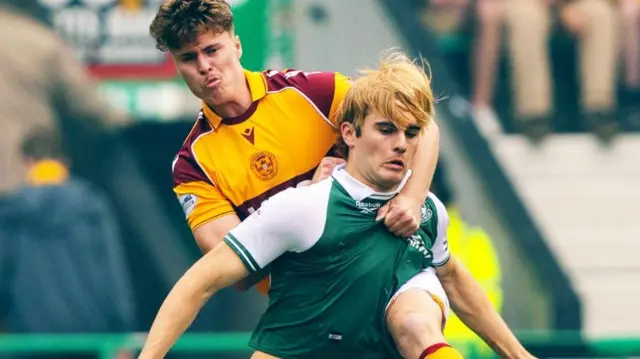 Nathan Lowe in action for Hibs