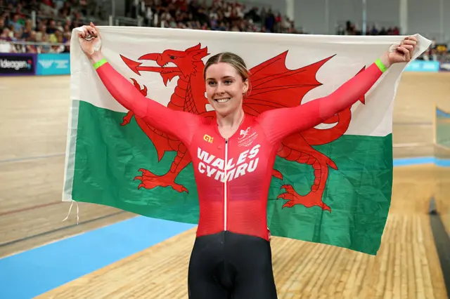 Should Finucane repeat the feat in Sunday's women's keirin, she would become the most successful Welsh woman in Commonwealth Games history, taking the two-day old title of Para-athlete Olivia Breen.