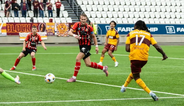 Regan Charles-Cook scored the first goal for Motherwell in Torshavn