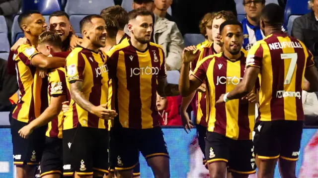 Bradford City celebrate against Sheffield Wednesday