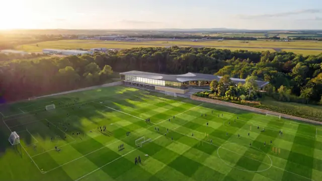 An artist's impression of the first-team building at the new training complex