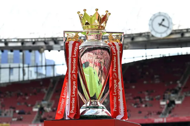 Premier League trophy at the Emirates Stadium