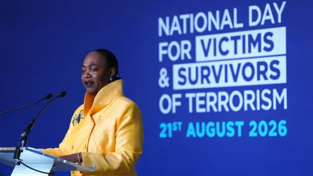 Thelma Stober speaking during the inaugural National Day for Victims and Survivors of Terrorism