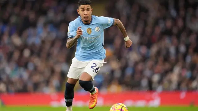 Savinho playing for Manchester City