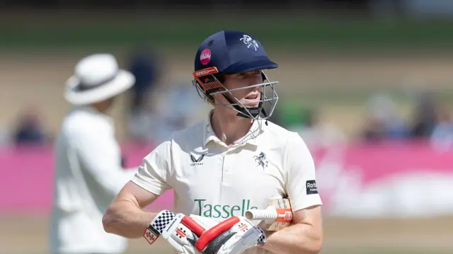 Zak Crawley leaves the field after his dismissal on day one