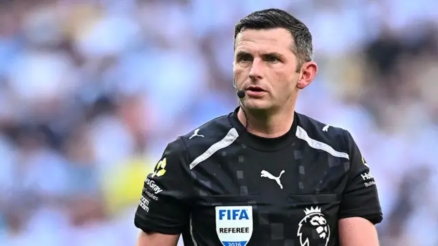 Referee Michael Oliver during the Premier League match between Tottenham Hotspur and Everton at Tottenham Hotspur Stadium.