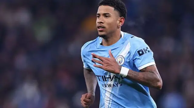 Savinho playing for Manchester City