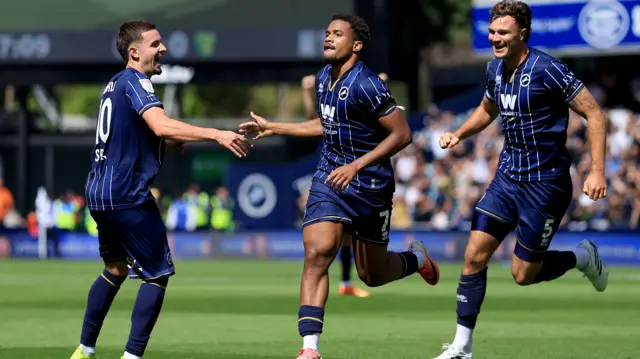 Millwall celebrate their second goal
