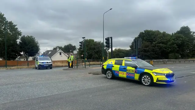 A police road block on the A66