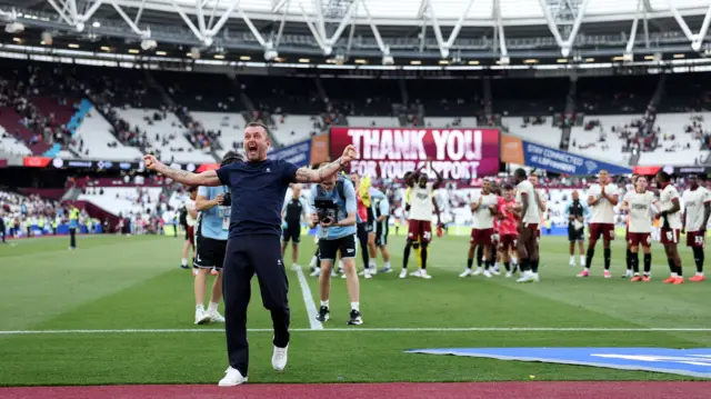 Nathan Jones celebrates Charlton's win over West Ham