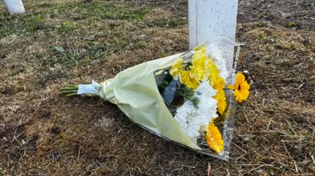 Bouquet of flowers outside Cleveland Police headquarters