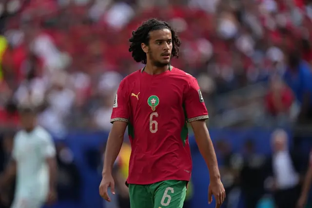 Morocco Ayyoub Bouaddi (6) looks on