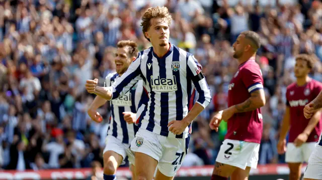 Isaac Price celebrates scoring for West Brom against Burnley