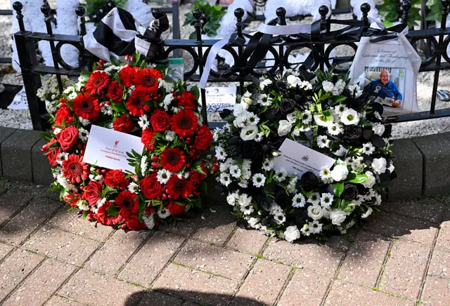Flowers left by Newcastle and Liverpool for Kevin Keegan