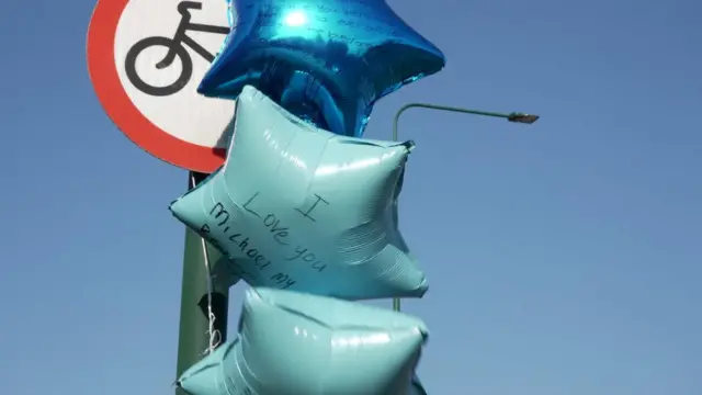 Balloons with messages left near to the scene on the A66 in South Bank near Middlesbrough