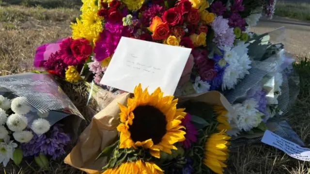 Floral tributes left at scene