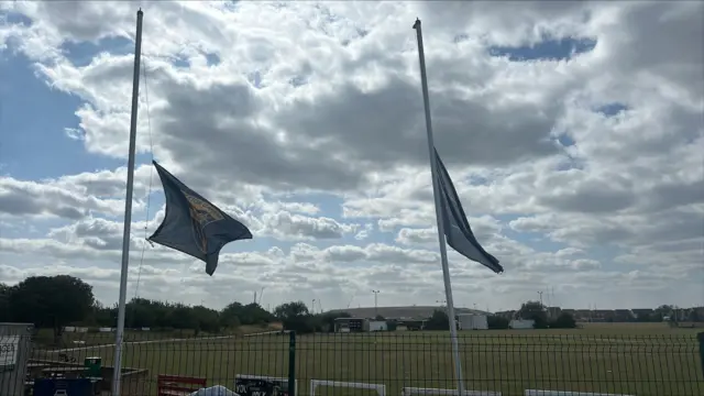 Two flags flying half mast at Seaton Carew's football ground