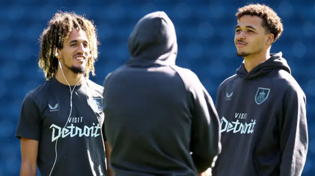 Burnley players on the pitch at West Brom before the match