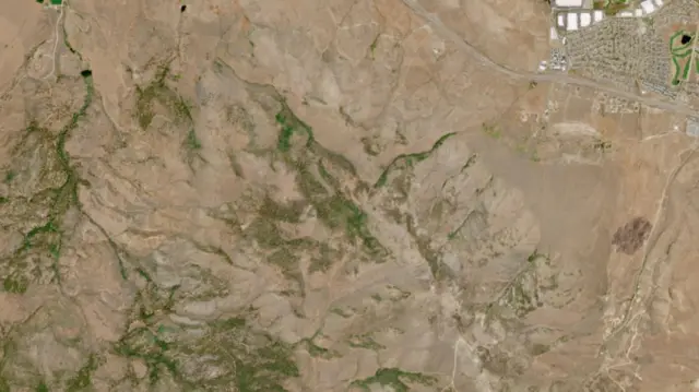 A satellite image shows an area before the Hawk Fire in Reno, Nevada