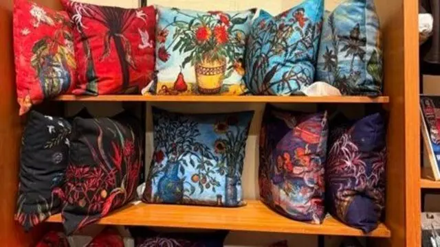 Pillows on a shelf