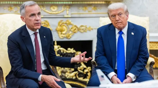 Mark Carney and Donald Trump sit in the Oval Office