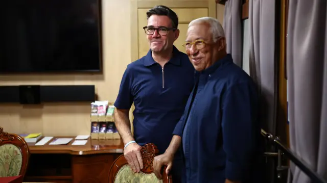 Prime Minister Andy Burnham (left) meets with President of the European Council Antonio Costa