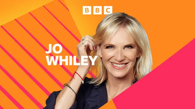 BBC orange branding with a photograph of Jo Whiley