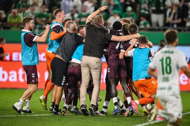 Hearts players celebrate