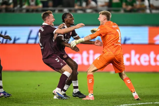 Hearts players celebrate