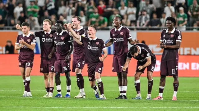 Hearts players celebrate